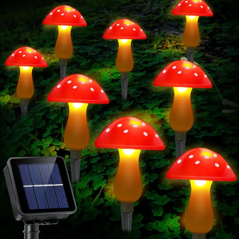 Mushroom Solar Lights Outdoor Waterproof Solar Mushrooms Stake Lights