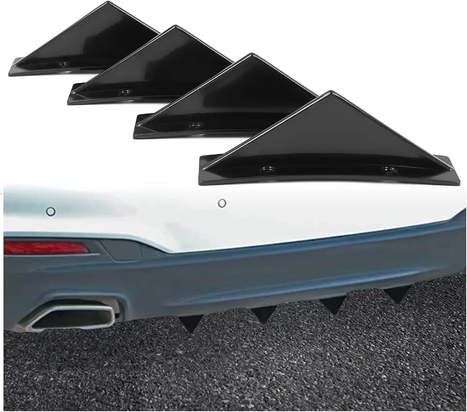 HECASA 4Pcs Universal Car Rear Lower Bumper Wing Lip Diffuser Curved Shape