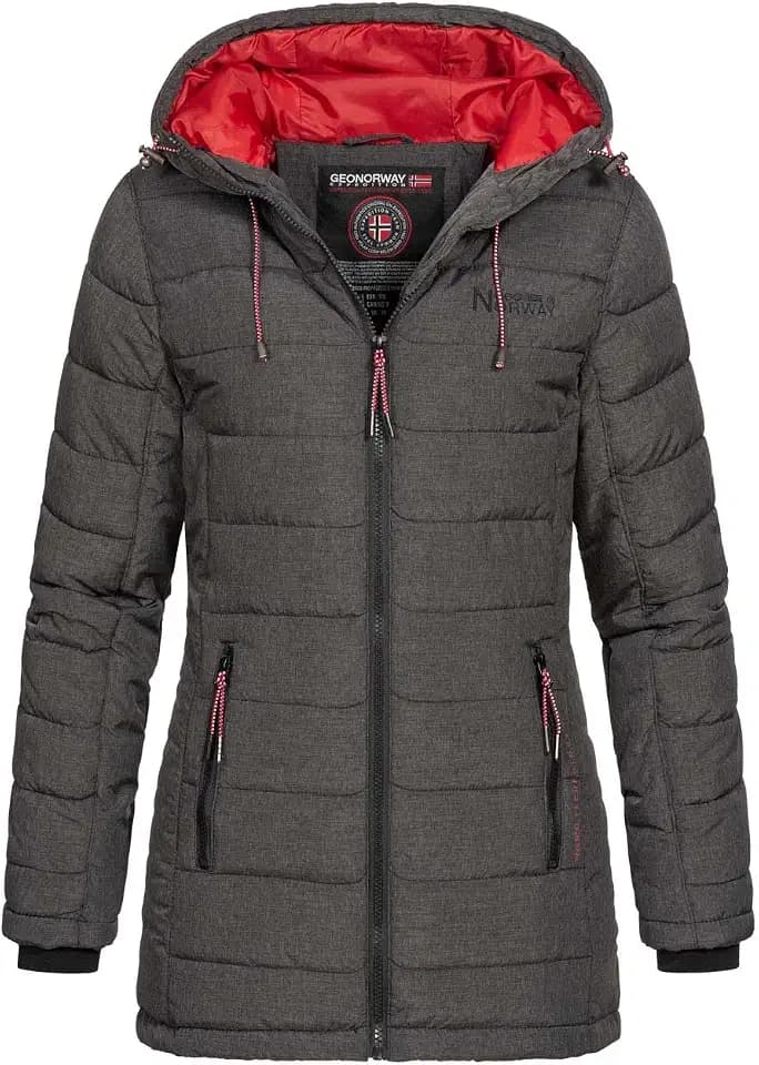 Geographical Norway Astana Lady - Warmer Parka Frau Jahreszeit Herbst Winter - Kapuzenmantel Falscher Fourrurer Windbreaker Jacke Daunenjacke - Ideal Elegant Geschenk Frauen