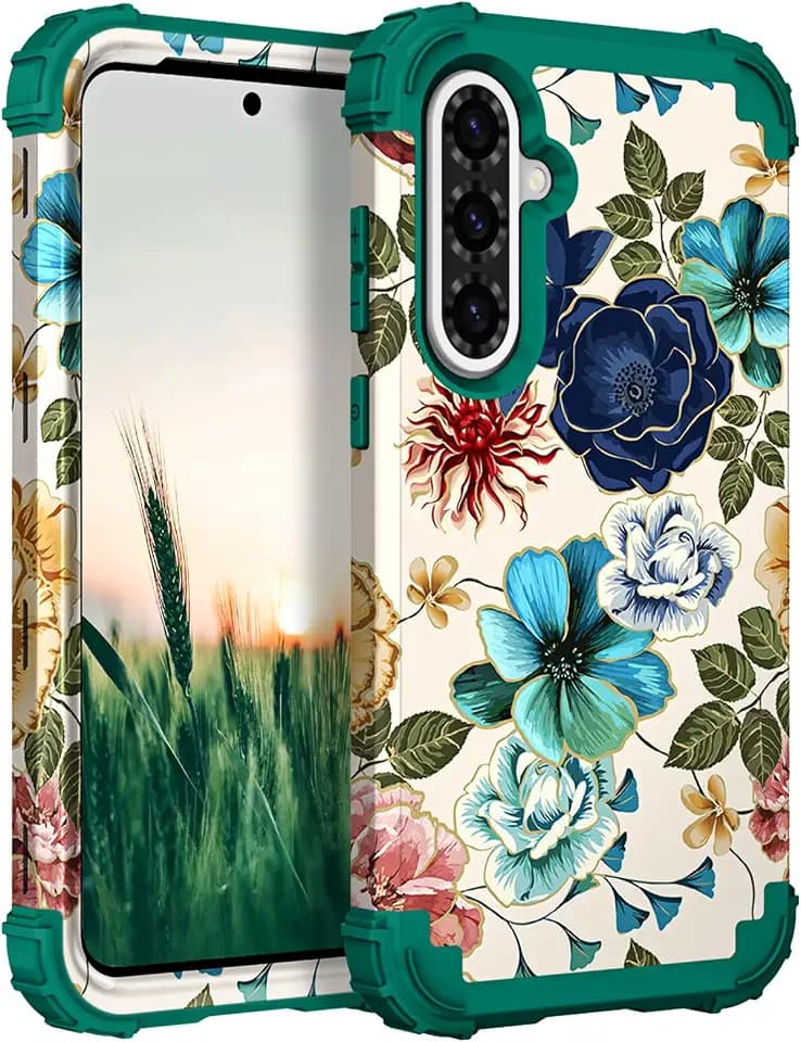 Hocase for Samsung Galaxy A36/A56 5G Case, Teal Flowers