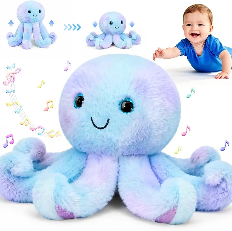 Musical Crawling Toys with Recording Feature, Interactive Octopus Plush Toy