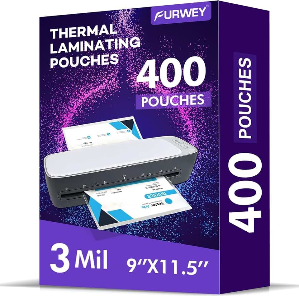 FURWEY Laminating Sheets,400 Pack,3 mil,9x11.5,Thermal Pouches