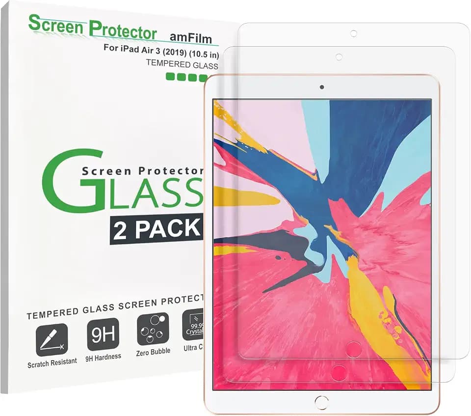amFilm Screen Protector for iPad Air 3, iPad Pro 10.5" 2017 Tempered Glass