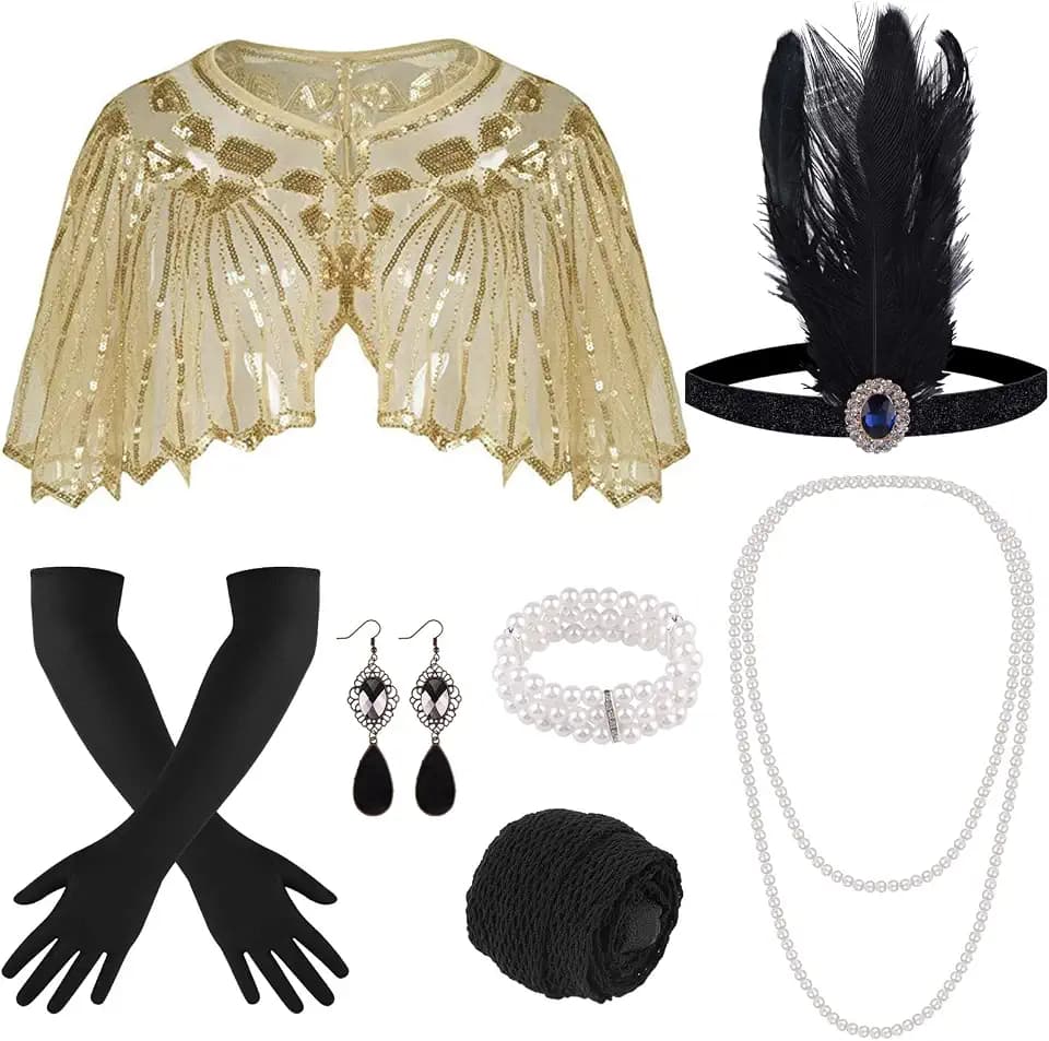 ELECLAND 10 Pieces 1920s Flapper Gatsby Accessories Set for Women