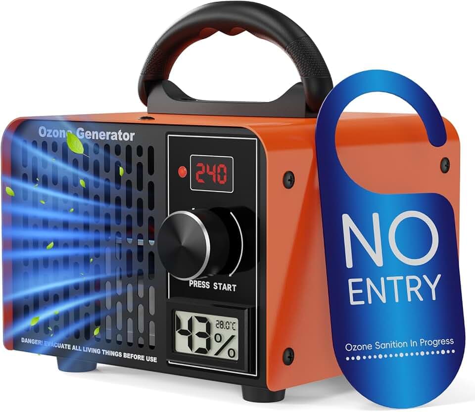 Ozongenerator 168,000mg/h Ozongerät - 2-In-1 Ozon Luftreiniger,240-Minuten-Timer,Mit Temperatur- und Feuchtigkeitsanzeige,Ozonisator Industrieller O3 für Auto Wohnung Hotels Küche und Haustiergerüche