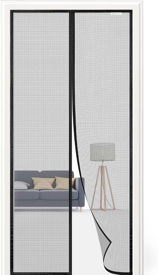 Fliegengitter Tür 90x185 cm, Magnet Fliegengitter Balkontür Ohne Bohren, Geeignet für Balkontüren, Fenstertüren, Terrassentüren. Schwarz