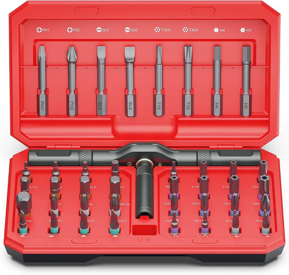 Ratchet Screwdriver Set, 42 in 1 Screwdriver Set, Multi-Bit DIY Repair Tool Kit with Detachable Ratcheting Handle, Portable Screw Driver Set for Furniture Computer Bicycle Electronics & Home Use