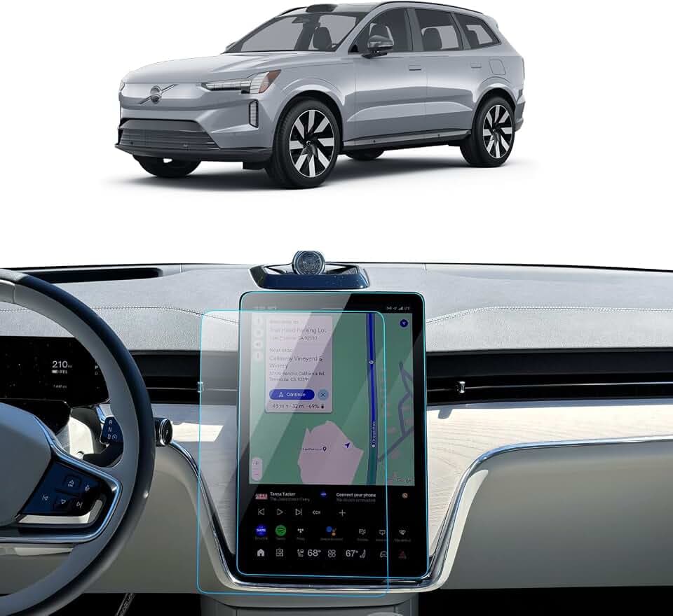 2PCS Car Screen Protector for 2025 Volvo EX90 Accessories Navigation Nano Touchscreen Protector Film HD Clear Bubble Free 14.5''