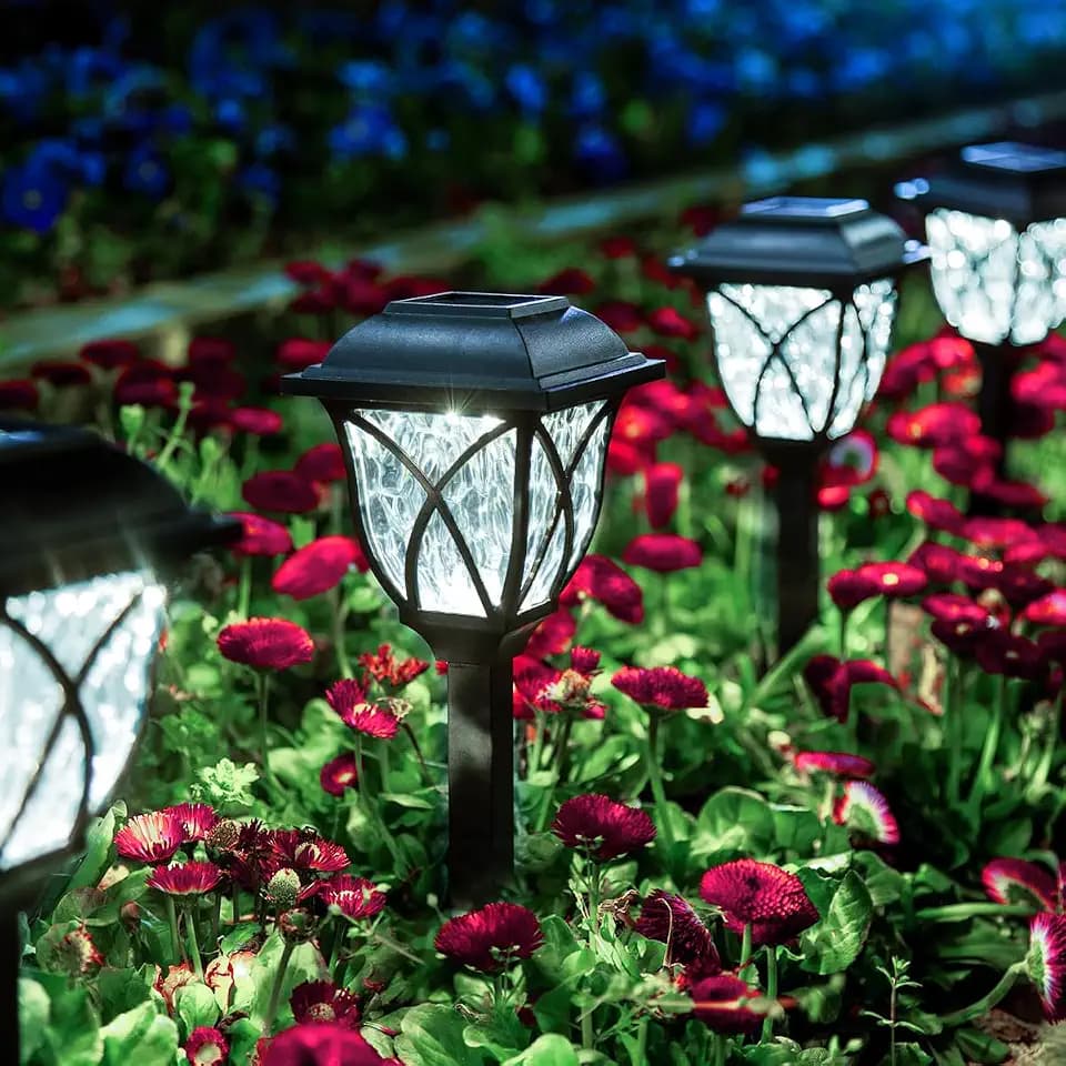 GIGALUMI 8 Pack Solar Lights Outdoor Waterproof, LED Solar Garden Lights
