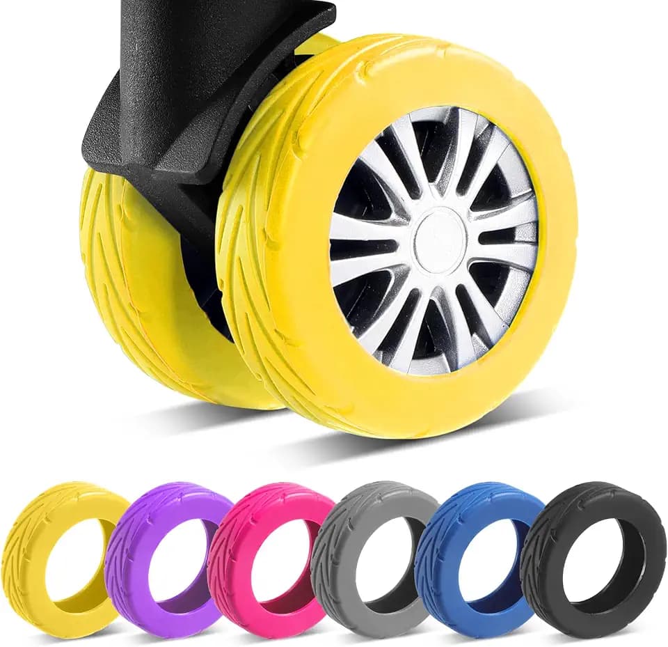 8Pcs Upgrade Luggage Wheel Covers, Travel Accessories (Yellow)