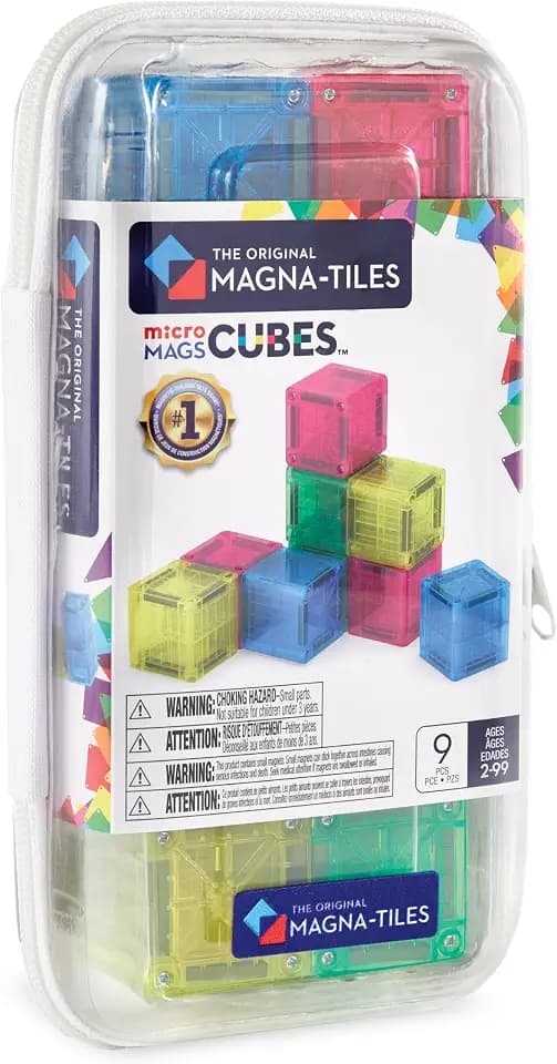 MAGNA-TILES microMAGS Cubes 9-Piece Magnetic Construction Set, The Original Magnetic Building Brand