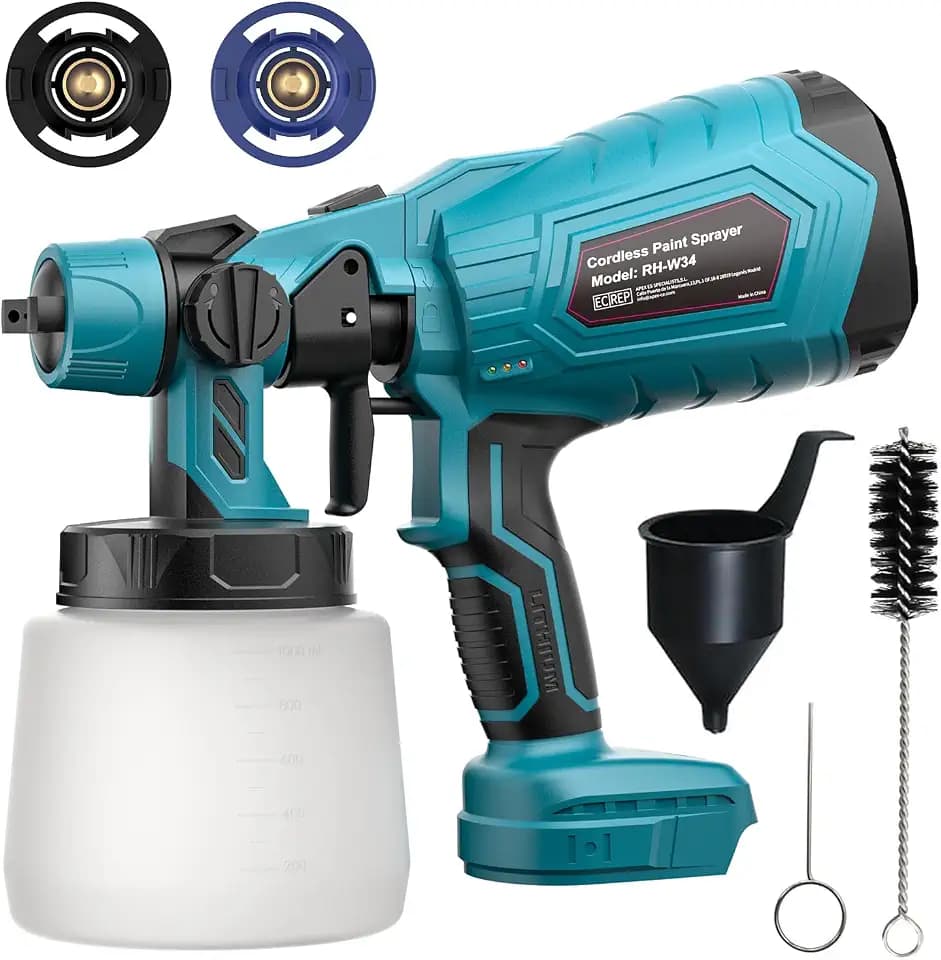 Farbsprühsystem für makita 18V Akku (ohne Akku), Kabelloser Akku Farbsprüher für Zäune und Terrassendielen, Sprühpistole, Handfarbsprüher für Zuhause DIY Malerei, 3 Sprühmuster & 1000mL Tank