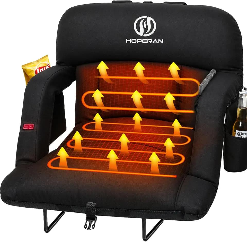 HOPERAN 23in Heated Stadium Seats for Bleachers, 4.3" Extra Thick, Black