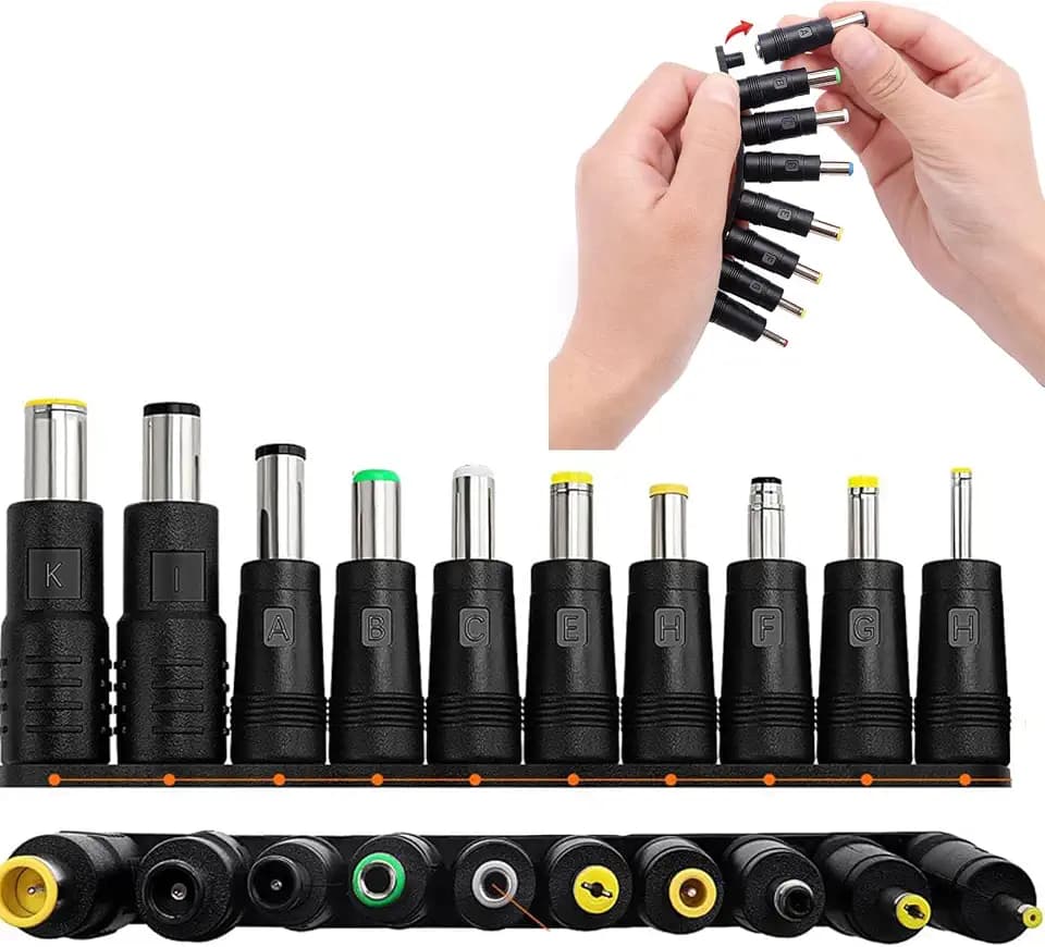 8 in 1 Universal DC Netzteil Adapter, 5.5x2.1 mm Buchse auf Stecker DC Hohlstecker Adapter für Laptop Netzteil, Kompatibel für HP Dell ASUS Acer, mit Männlich Weiblichem DC Anschluss （10 Stück）
