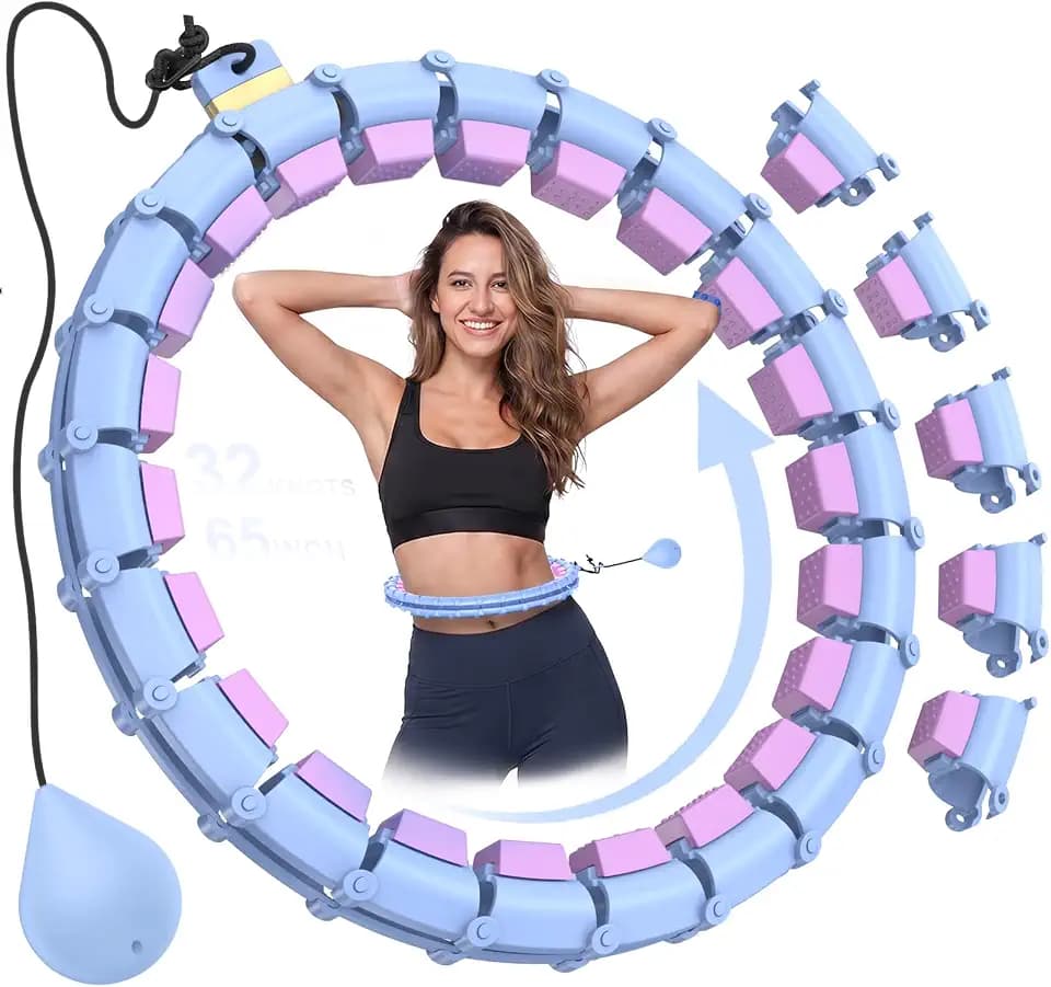 32 Knots Weighted Hula Infinity Fitness Detachable Hoop, 65 Inch Plus Size