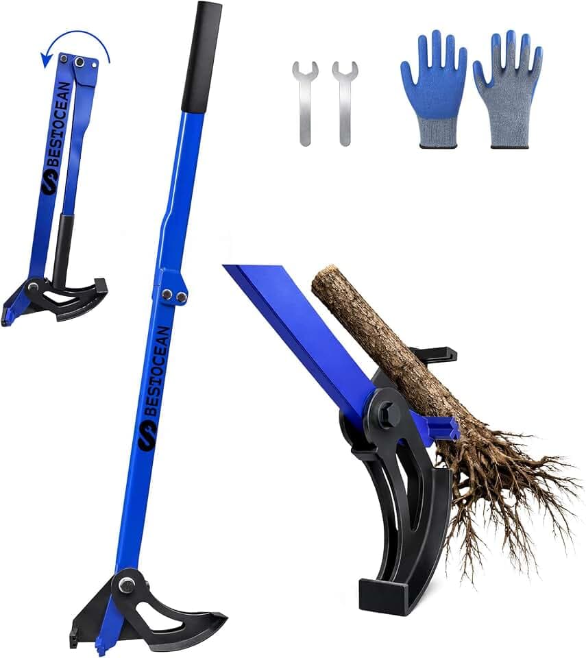 Sapling Puller Tool，Tree Puller，Heavy Duty Tree Root Puller for ¼ to 2" Woody Stems,Folding Ergonomic for Landscaping, Farm, Forestry