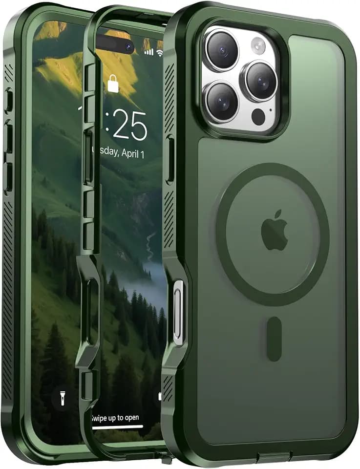 jaroco Magnetic for iPhone 16 Pro Max Case Heavy Duty Protection Army Green