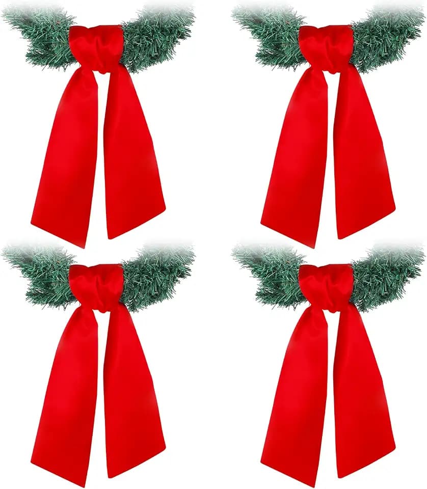 VitalCozy 4 Pcs Red Wreath Sash Cotton Blank Ribbon