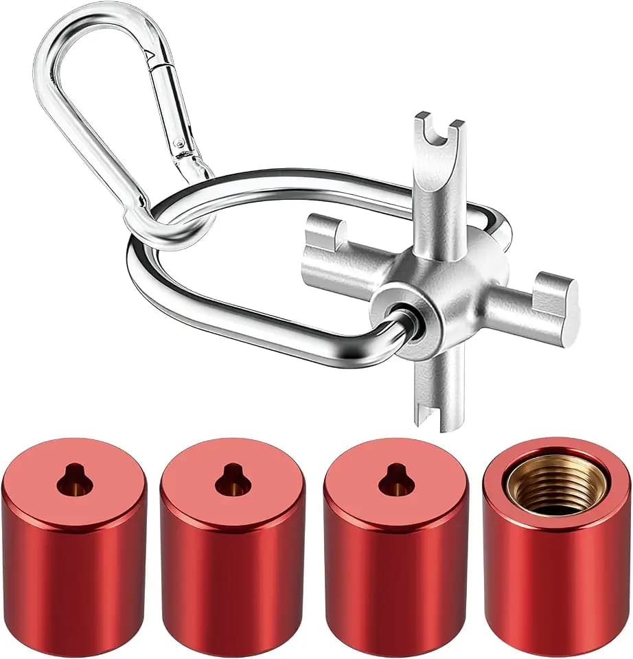 4-in-1 HVAC Locking Cap Key & 4 Pcs 1/4" Cap, Compatible with R410A and R22