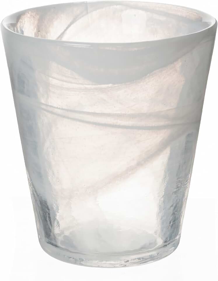 6er Set Wasserglas konisch 250ml aus Glas mit Farbverlauf weiß Alabaster