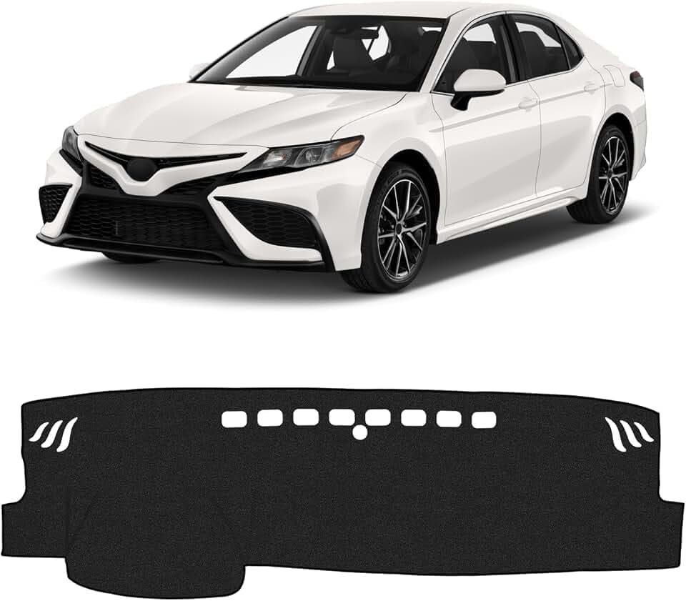 KUST Black Dash Cover for Toyota Camry 2018-2022 2023 2024 (L, LE, SE, XLE, XSE, XLE V6, XSE V6) (Without HUD) Polyester Dashboard Cover Non-Slip Interior Accessories for Camry No Glare