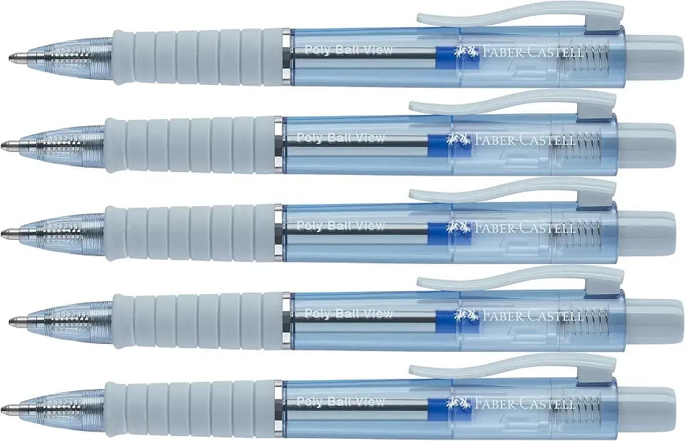 Faber-Castell - Kugelschreiber Poly Ball View Icy Glow, 5 Stück