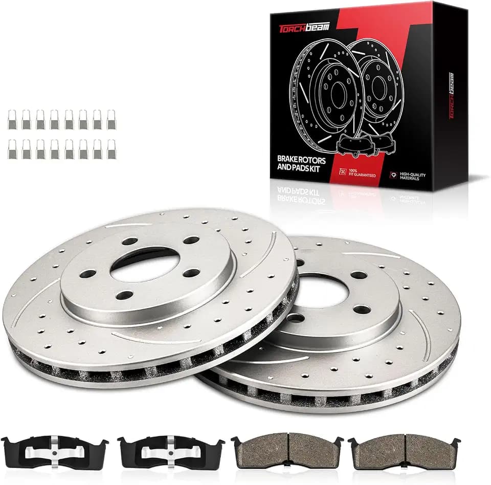 Front Brake Rotors and Pads kit Torchbeam Fit for 1996-2000 Grand Caravan