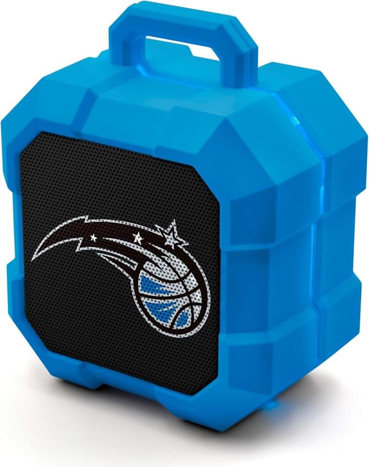 SOAR NBA Shockbox LED Wireless Bluetooth Speaker - Water Resistant IPX4, 5.0 Bluetooth with Over 5 Hours of Play Time - Small Portable Speaker - Officially Licensed NBA, Perfect Home & Outdoor Speaker