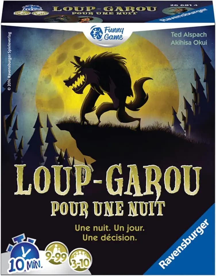 Ravensburger - Loup-Garou für eine Nacht - Loup Garou Brettspiel - Ambient Game - 3 bis 10 Spieler - Ab 9 Jahren - Kostenlose App - 26681 - (Mehrsprachig - Französisch inklusive)