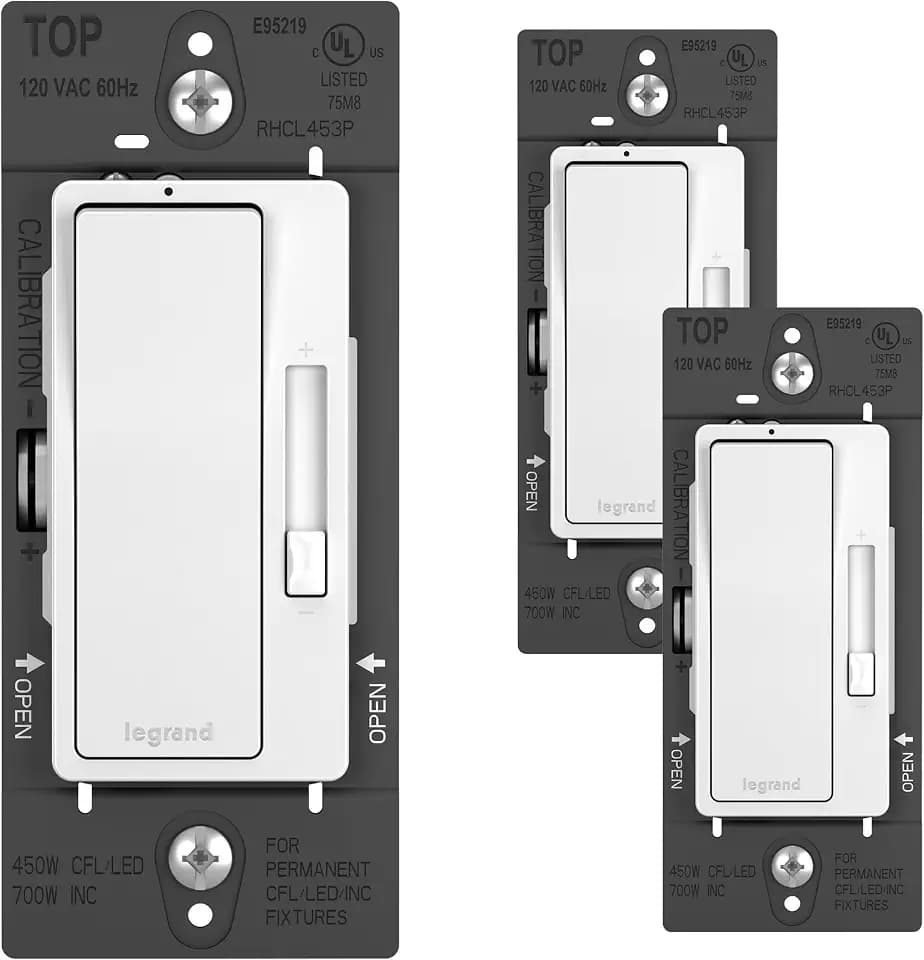 Legrand Radiant 450W LED Dimmer Light Switch 3-Way Rocker White 3-Pack