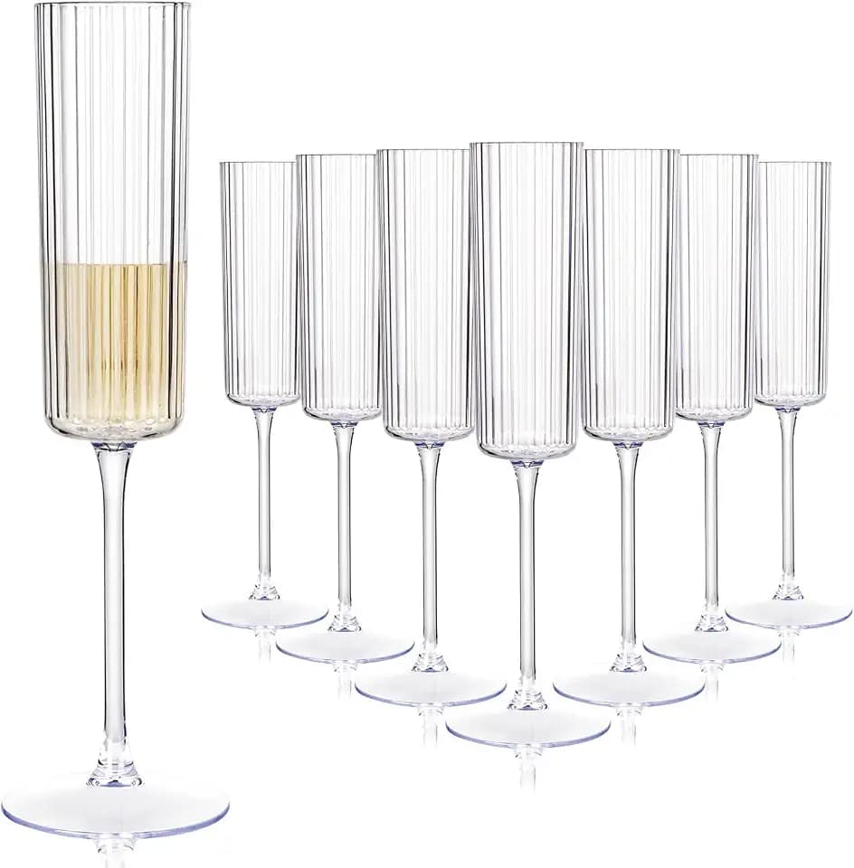 36PCS Plastic Champagne Flutes Ribbed for Weddings & Parties