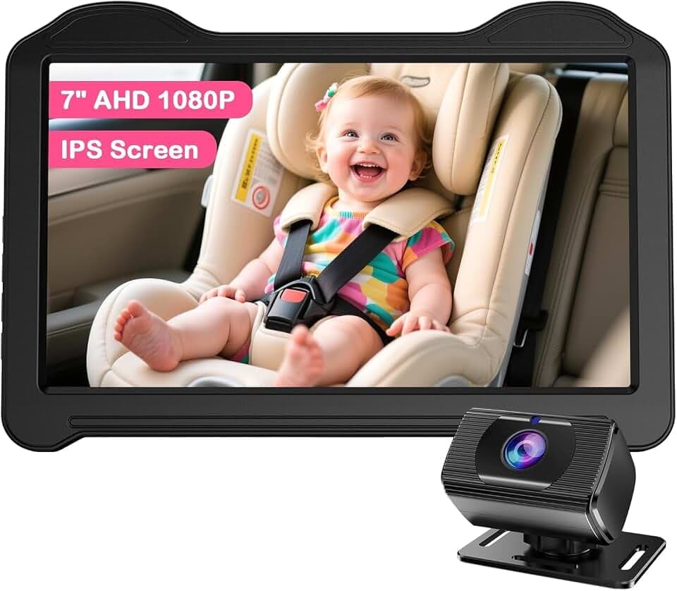 7-Inch Car Seat Camera for Baby: 1080P HD Invisible IR Auto Night Vision