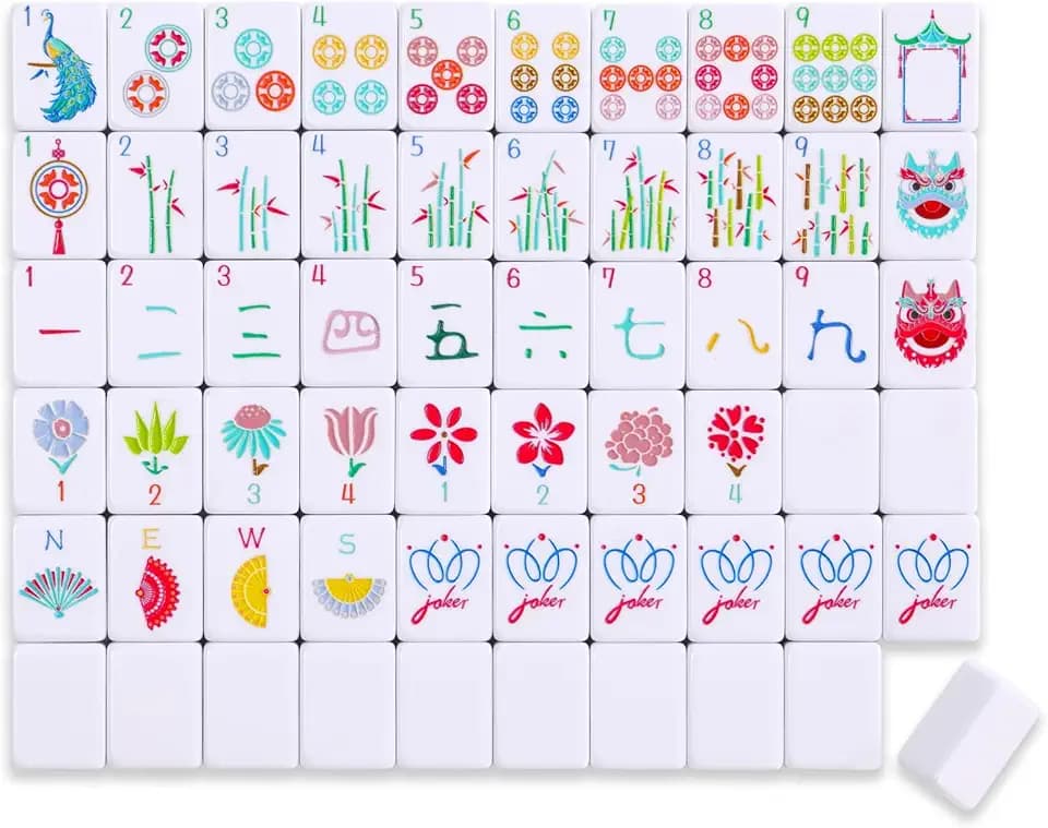 160 Engraved American Mahjong Game Set with Carrying Bag and Accessories, 1.2’’ Mahjong Tile Set