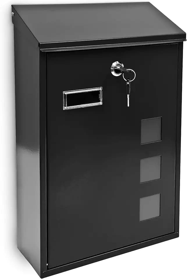 Design Briefkasten aus Metall 25x40 cm Schwarz | Metall, 25 x 40 cm