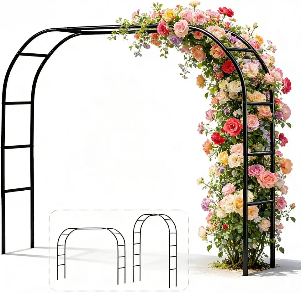 Metal Pergola Arbor 7'6"W x 6'5"H/4'6"W x 7'10"H,Assemble Freely 2 Sizes