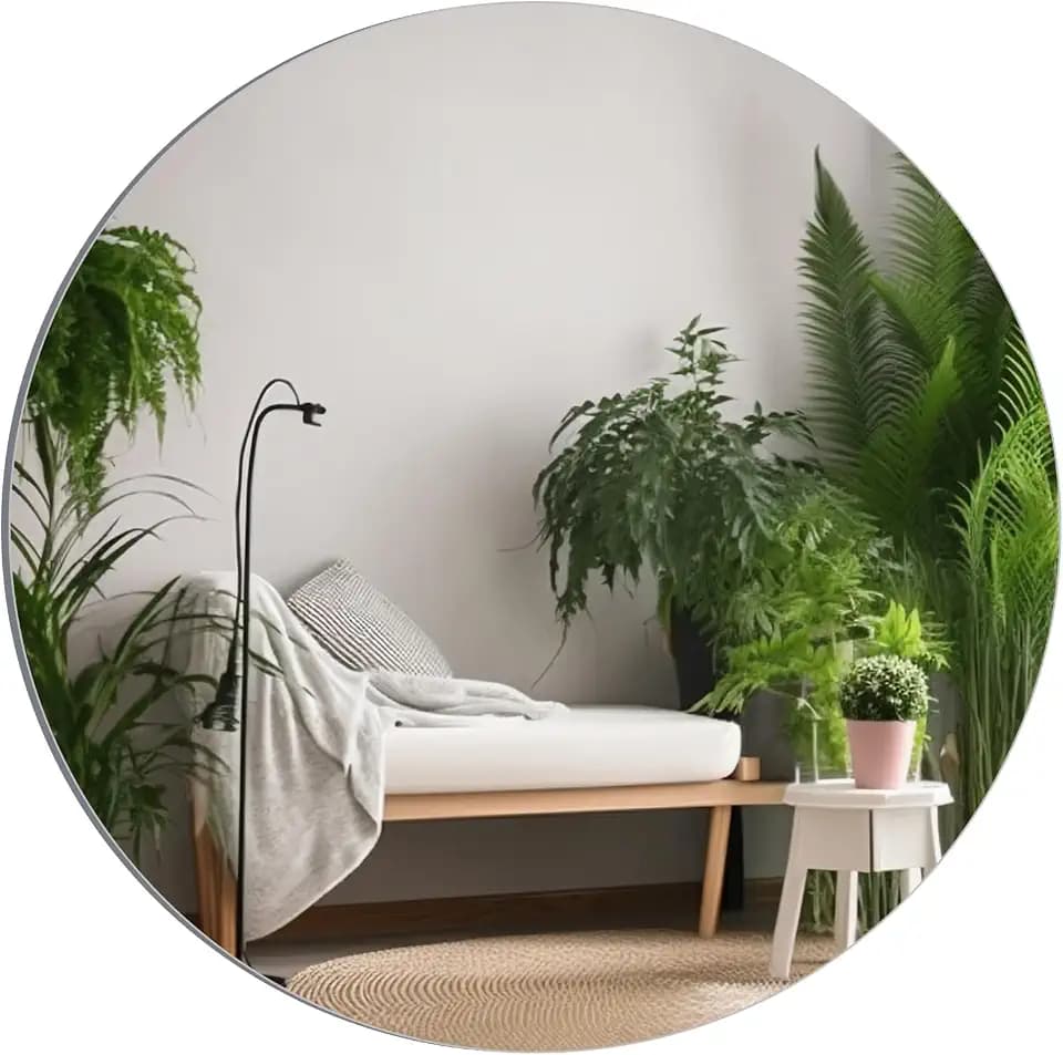 TSKDKIT 50cm Groß Wandspiegel Rund Selbstklebender Glasspiegel HD Dekorative Wandspiegel Rahmenlos Spiegel für Gäste WC, Badzimmer, Ankleidezimmer, Wohnzimmer etc