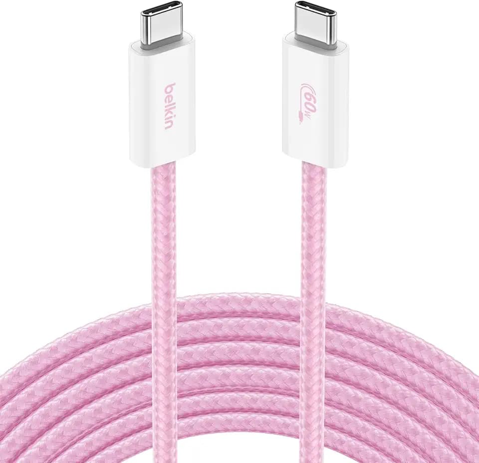 Belkin USB C to USB C 60W Braided Cable 9.9ft iPhone Charger Cord
