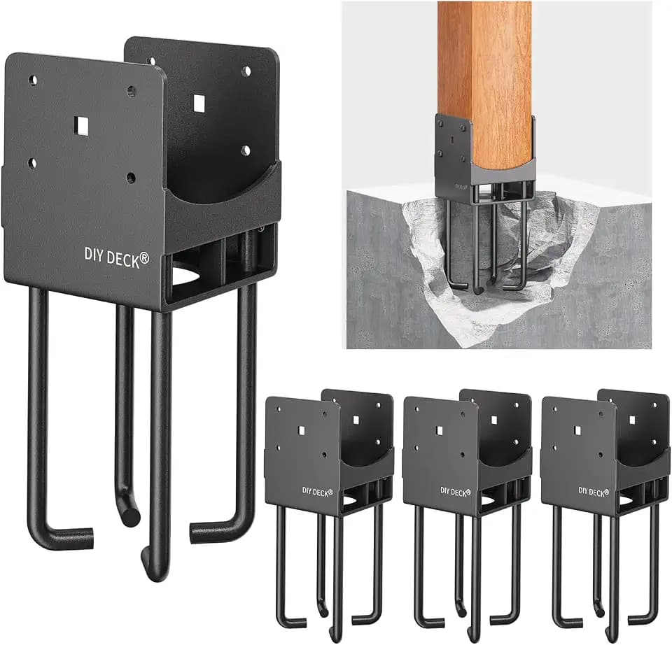4Pack Heavy Duty Stainless Steels U-Shape Wet Concrete Fence Post Holder 6"x6" (Actual 5.5 "x5.5) Base Anchor Bracket with Air Flow Channel for Terrace Post Base,Fences, Wood Pergola [Patent Pending]