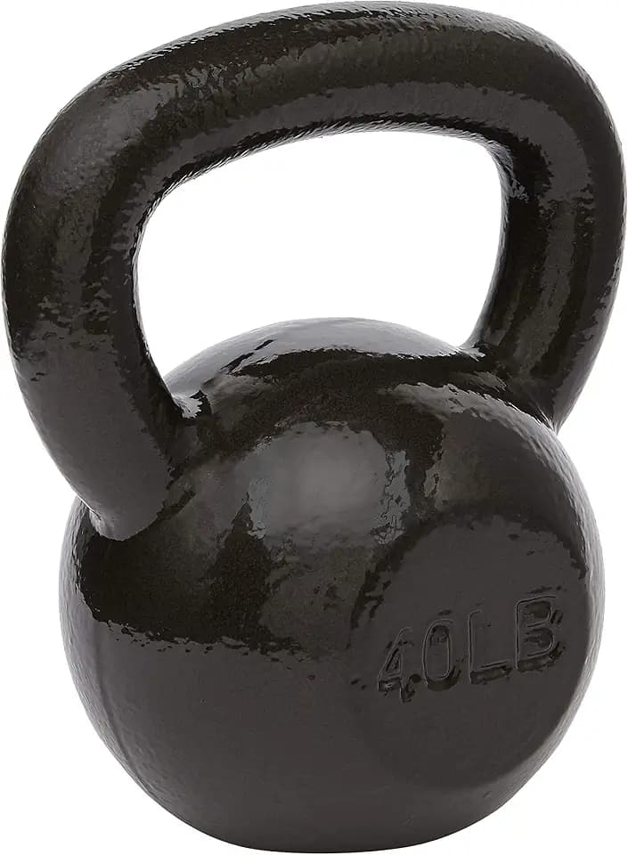 Amazon Basics Cast Iron Kettlebell for Strength Training, Textured Wide Handle, Black