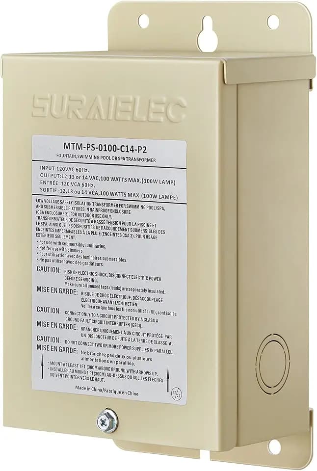 SURAIELEC 100W Pool Light Transformer, 120V to 12V 13V 14V AC, UL Listed