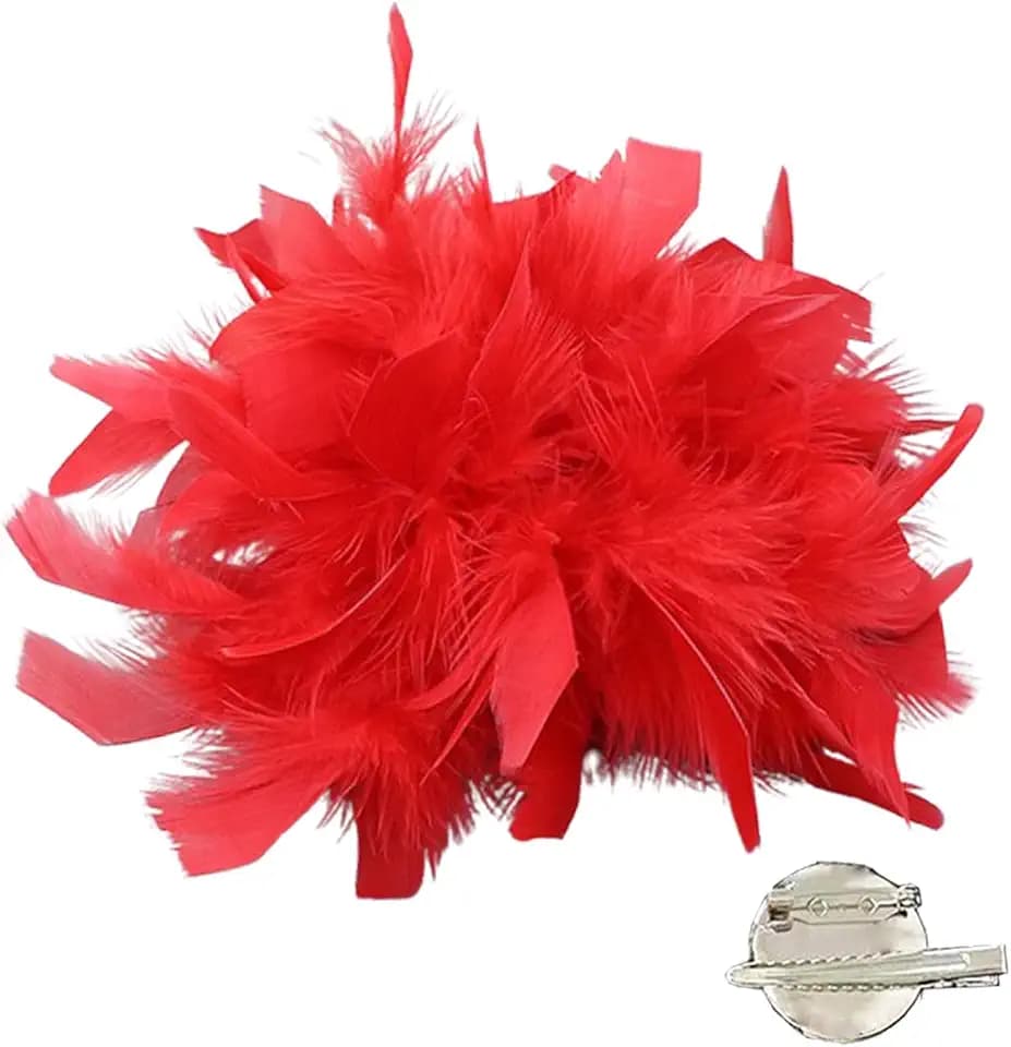 Feather Flower Large Brooch Lapel Pins for Women Elegant Fluffy Hair Clips