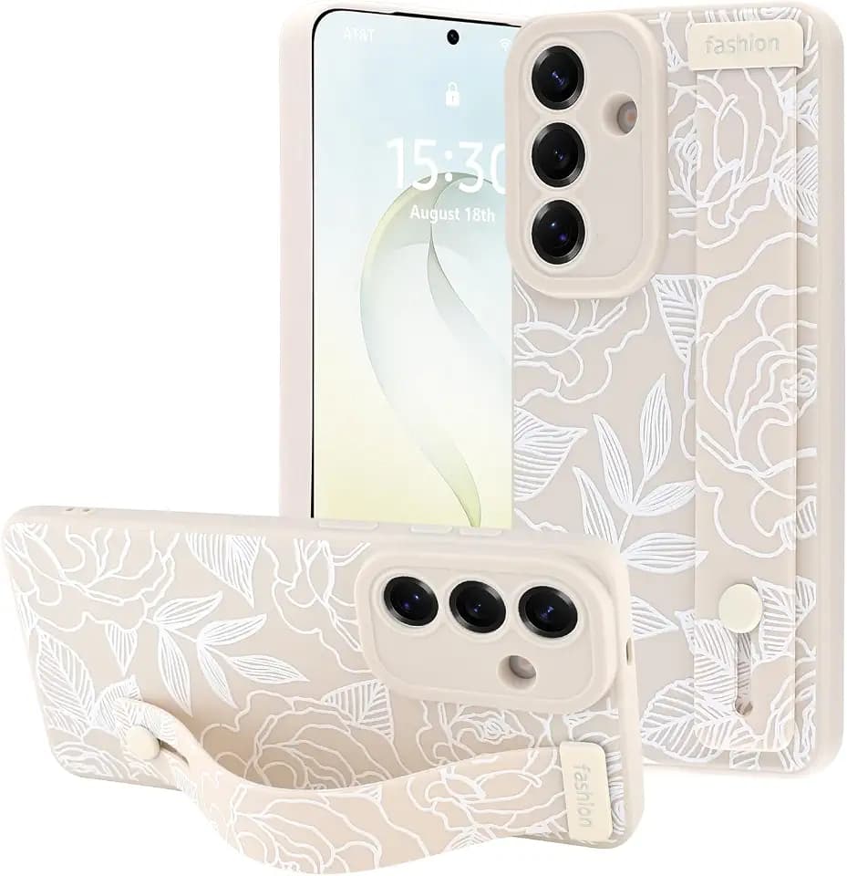 OOK Case for Samsung Galaxy S26 Plus with Finger Strap White Rose