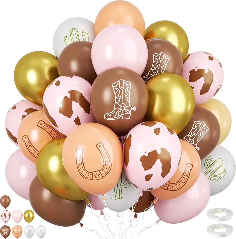 Horse Balloons, 60pcs 12 Inch Cowgirl Horse Birthday Decorations for Girls