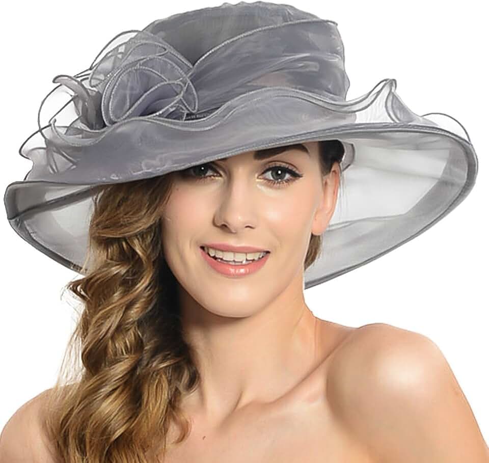 Acecharming Kentucky Derby Fascinator für Damen, Organza, Cocktail, Teeparty, Kirche, Hochzeit, Brautschmuck, Blumenhut