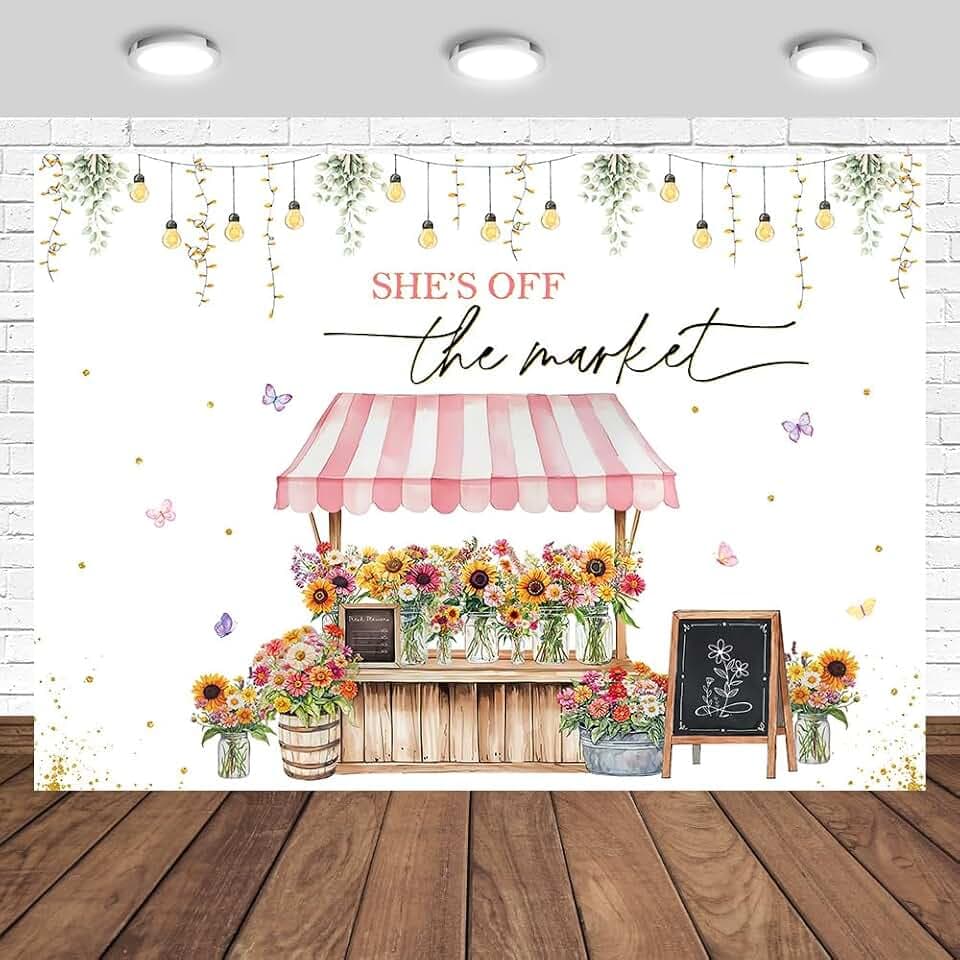 Bridal Shower Backdrop 7x5ft She's Off The Market Party Photography Background Floral Bride to Be Bachelorette Party Decorations Photography Engagement Background Banner Photo Studio Props