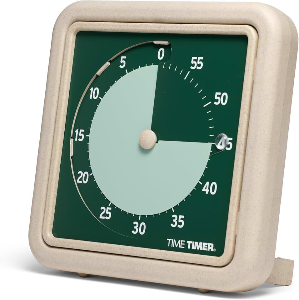 Time Timer® Retro 20,3 cm Eco Edition visueller Timer – 60 Minuten Tisch-Countdown-Uhr aus mindestens 20% natürlichem Pflanzenmaterial - Green Land