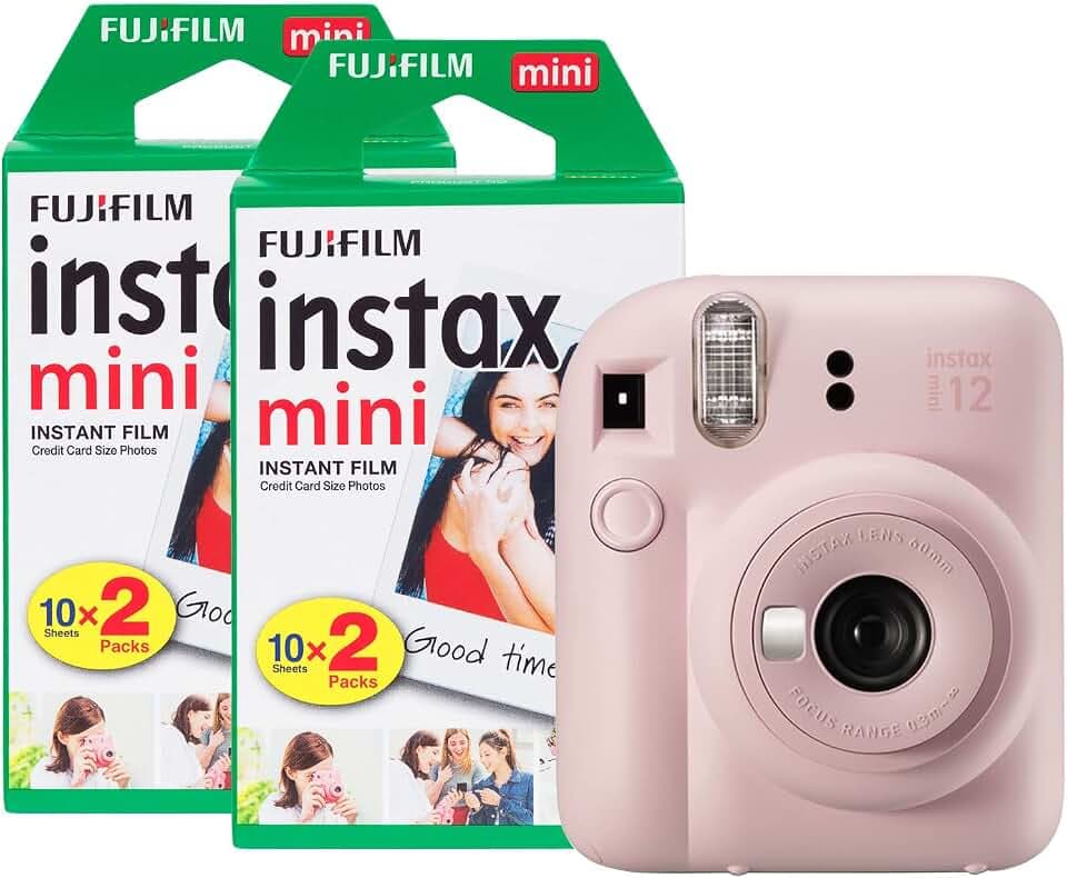 Fujifilm instax Mini 12 Sofortbildkamera mit 40 Aufnahmen, Blütenrosa