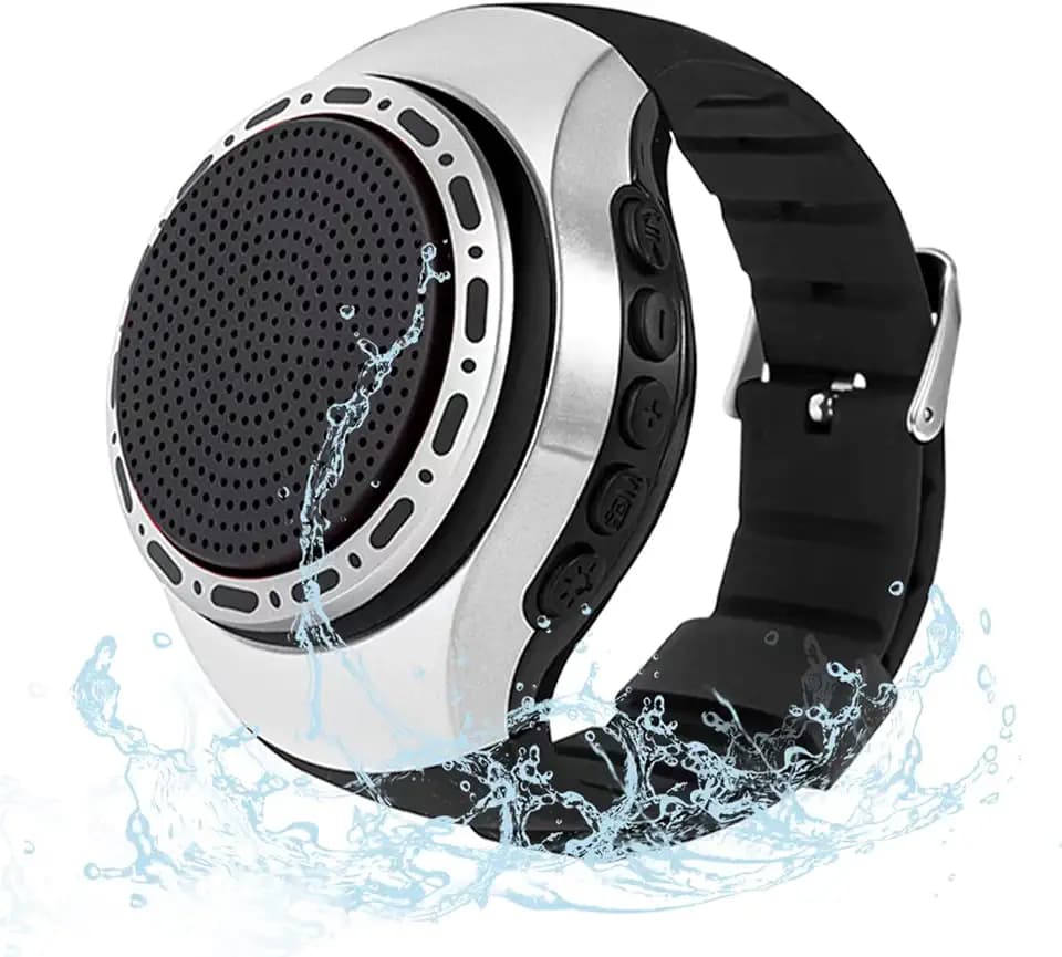 Wireless Wearable Waterproof Wrist Portable Bluetooth Speaker Watch with Multi Function FM Radio & MP3 Player & TWS & Selfie & Ultra Long Standby Time for Running, Hiking, Riding（Silver）