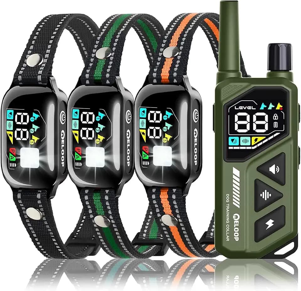Dog Shock Collar for 3 Dogs - AI Smart Electric Anti-Barking Training Collar with Remote, 3300FT Range & IPX7 Waterproof, No False Trigger E-Collar for Small Medium Large Breeds