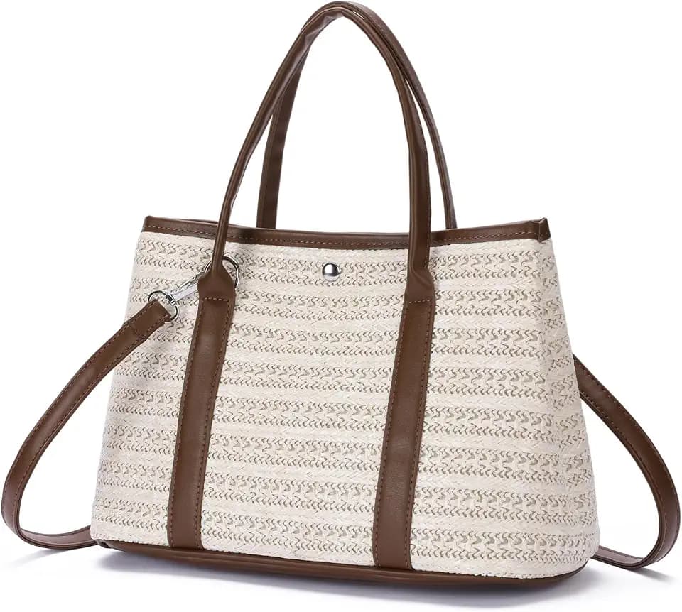 Straw Beach Tote Bag for Women Summer Woven Handbag Crossbody Shoulder Purse with Adjustable Strap